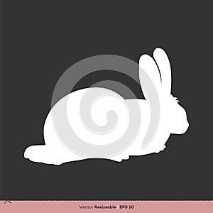 White Rabbit Silhouette Vector Logo Template Illustration Design
