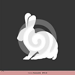 White Rabbit Silhouette Vector Logo Template Illustration Design