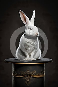 white rabbit sitting on a top hat