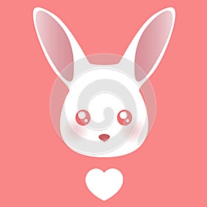 White rabbit. Vector illustration.