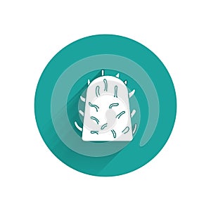 White Rabies virus disease microorganisms icon isolated with long shadow. Green circle button. Vector Illustration.