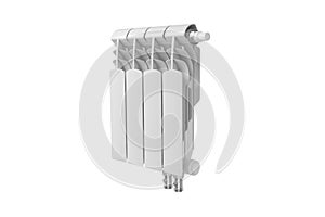 White Radiator battery heating mocup on white background. Iron And Aluminum Central Heating Battery Radiator with many sections.