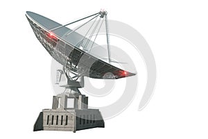 White radio telescope, a large satellite dish isolated on a white background. Technology concept, search for extraterrestrial life