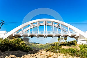 White railway bridge in lumphun province Thailand
