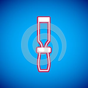 White Rasp metal file icon isolated on blue background. Rasp for working with wood and metal. Tool for workbench