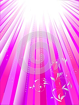 White rays on pink background