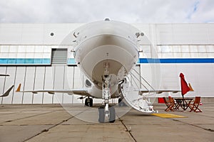 White reactive private jet