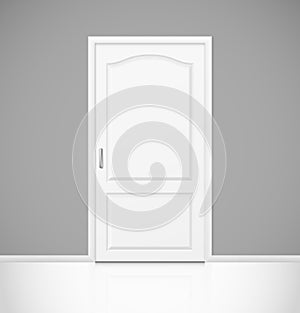 White realistic closed door in empty room interior