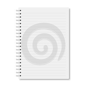 White realistic horizontal lined a5 notebook