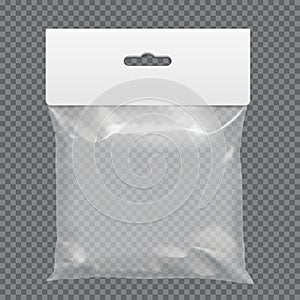 White realistic transparent Polythene bag on a transparent background. photo