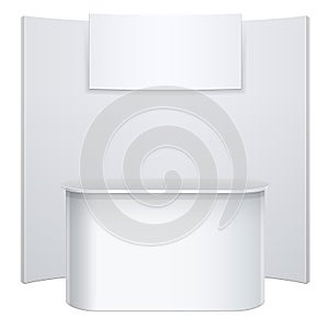 White reception or information desk.