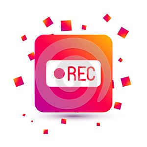 White Record button icon isolated on white background. Rec button. Square color button. Vector