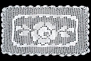 Rectangle lace tablecloth isolated on black background