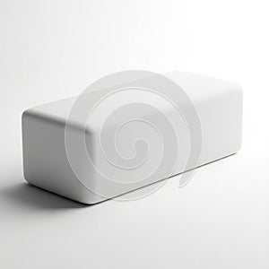 White Rectangular Block with Rounded Edges on White Background shape geometric