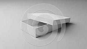 White rectangular box with open lid and empty interior
