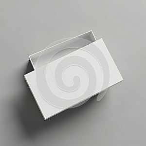 White rectangular box with an open lid set against a light gray background