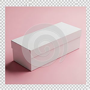 A white rectangular box on a pink background