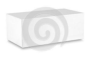 White rectangular box shot at an angle