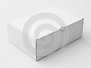 A white rectangular box with a small handle on the front side
