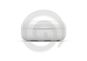 White rectangular box with a smooth surface and rounded edges on a white background