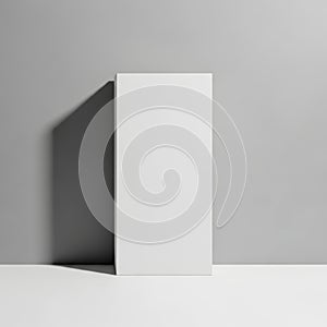 White rectangular box standing upright on white surface