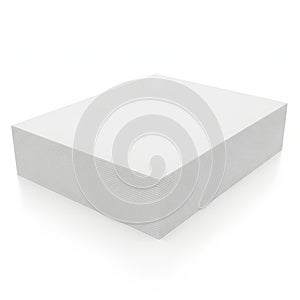 A white rectangular box with a textured surface and a smooth top