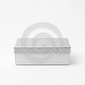White rectangular box with textured top on plain background