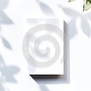 White rectangular card mockup with soft light and shadow effects for minimalist design