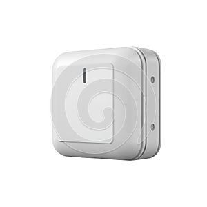 White rectangular electronic device with indicator light and rounded edges on transparent background