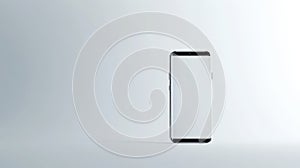 White Rectangular Object with Black Accents on Light Gray Background