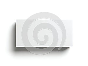A white rectangular object with a shadow on a plain white background