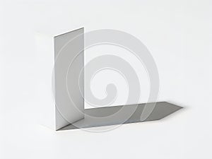 A white rectangular object standing upright on a plain surface