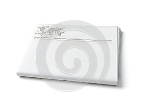 A white rectangular object with a unique design on top isolated on a plain background