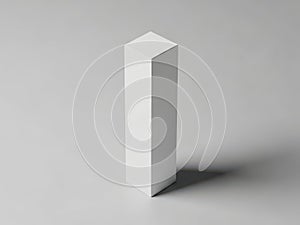 A white rectangular prism standing upright on a gray background with a subtle shadow