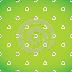 white recycle symbol pattern green background