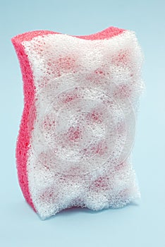 White and red bath sponge