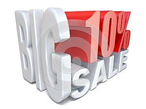 White red big sale sign PERCENT 10 3D