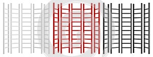 White red and black ladder set in different positions isolated on white background. 3D rendering.