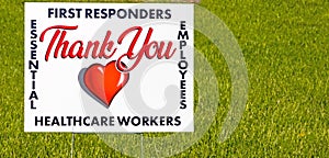 sign with red heart thanking first responders photo