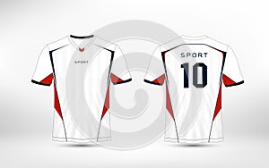 White, red and blue pattern sport football kits, jersey, t-shirt design template. photo