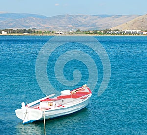 White and red boat, greece