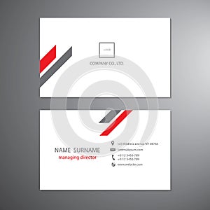 White and red business cards set technology template