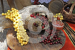 White and red cherries in decoration