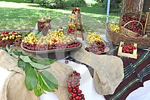 White and red cherries in decoration