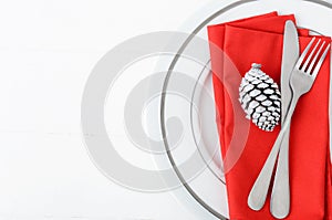 White and red christmas setting