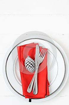 White and red christmas setting