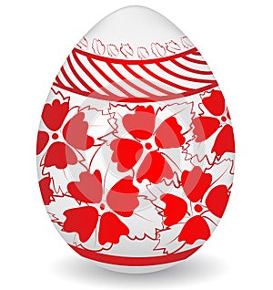 White red colorful painted easter egg