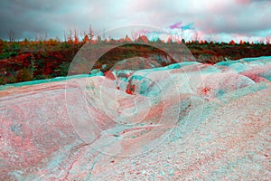 White and red contrast soil 3d anaglyph. photo