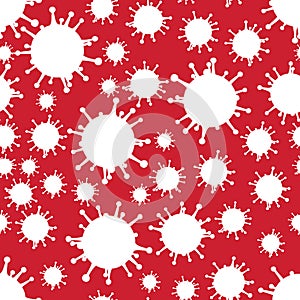White on red virus pattern seamless repeat background