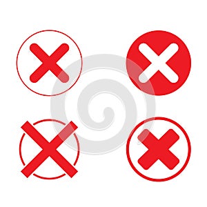 White and red crosses marks inside red an white circles on a white background